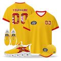 Custom 2026 World Cup Spain High Quality Soccer Stadium Version Jersey Sneakers Sports Shoes and Hat Combo Offer Personalized Team Name and Logo ZH-F025077-3