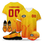 Custom 2026 World Cup Spain High Quality Soccer Stadium Version Jersey Sneakers Sports Shoes and Hat Combo Offer Personalized Team Name and Logo ZH-F025077-5