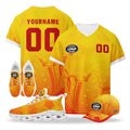 Custom 2026 World Cup Spain High Quality Soccer Stadium Version Jersey Sneakers Sports Shoes and Hat Combo Offer Personalized Team Name and Logo ZH-F025077-5