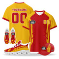 Custom 2026 World Cup Spain High Quality Soccer Stadium Version Jersey Sneakers Sports Shoes and Hat Combo Offer Personalized Team Name and Logo ZH-F025077-6