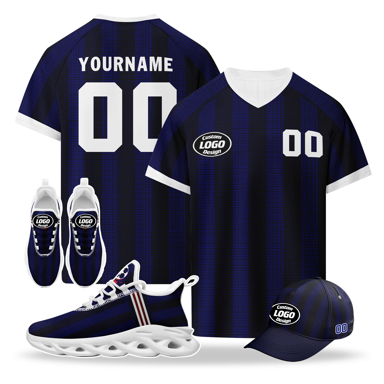 Custom 2026 World Cup France High Quality Soccer Stadium Version Jersey Sneakers Sports Shoes and Hat Combo Offer Personalized Team Name and Logo ZH-F025084-3
