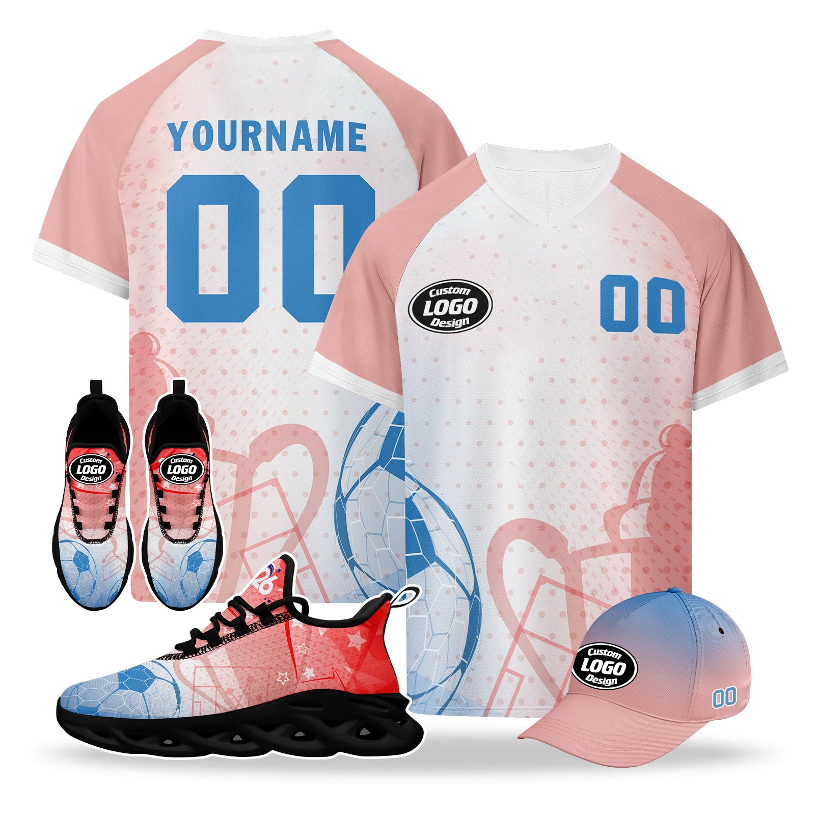 Custom 2026 World Cup France High Quality Soccer Stadium Version Jersey Sneakers Sports Shoes and Hat Combo Offer Personalized Team Name and Logo ZH-F025084-4