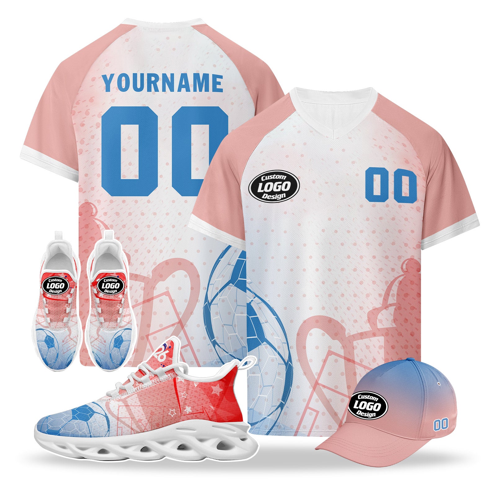 Custom 2026 World Cup France High Quality Soccer Stadium Version Jersey Sneakers Sports Shoes and Hat Combo Offer Personalized Team Name and Logo ZH-F025084-4