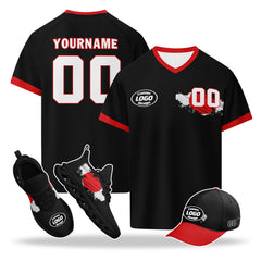 Custom Japan 2026 World Cup High Quality Soccer Stadium Version Jersey Sneakers Sports Shoes and Hat Combo Offer Personalized Team Name and Logo ZH-F025092-1