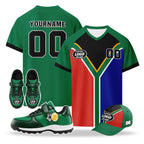 Custom South Africa 2026 World Cup High Quality Soccer Stadium Version Jersey Sneakers Sports Shoes and Hat Combo Offer Personalized Team Name and Logo ZH-F025128-1