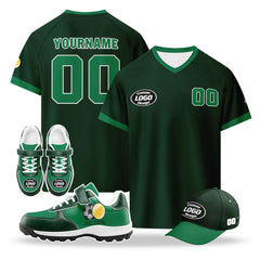 Custom South Africa 2026 World Cup High Quality Soccer Stadium Version Jersey Sneakers Sports Shoes and Hat Combo Offer Personalized Team Name and Logo ZH-F025128-3