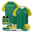 Custom South Africa 2026 World Cup High Quality Soccer Stadium Version Jersey Sneakers Sports Shoes and Hat Combo Offer Personalized Team Name and Logo ZH-F025128-4