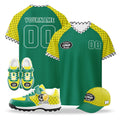 Custom South Africa 2026 World Cup High Quality Soccer Stadium Version Jersey Sneakers Sports Shoes and Hat Combo Offer Personalized Team Name and Logo ZH-F025128-4