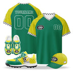 Custom South Africa 2026 World Cup High Quality Soccer Stadium Version Jersey Sneakers Sports Shoes and Hat Combo Offer Personalized Team Name and Logo ZH-F025128-4