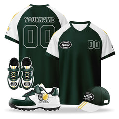 Custom South Africa 2026 World Cup High Quality Soccer Stadium Version Jersey Sneakers Sports Shoes and Hat Combo Offer Personalized Team Name and Logo ZH-F025128-5