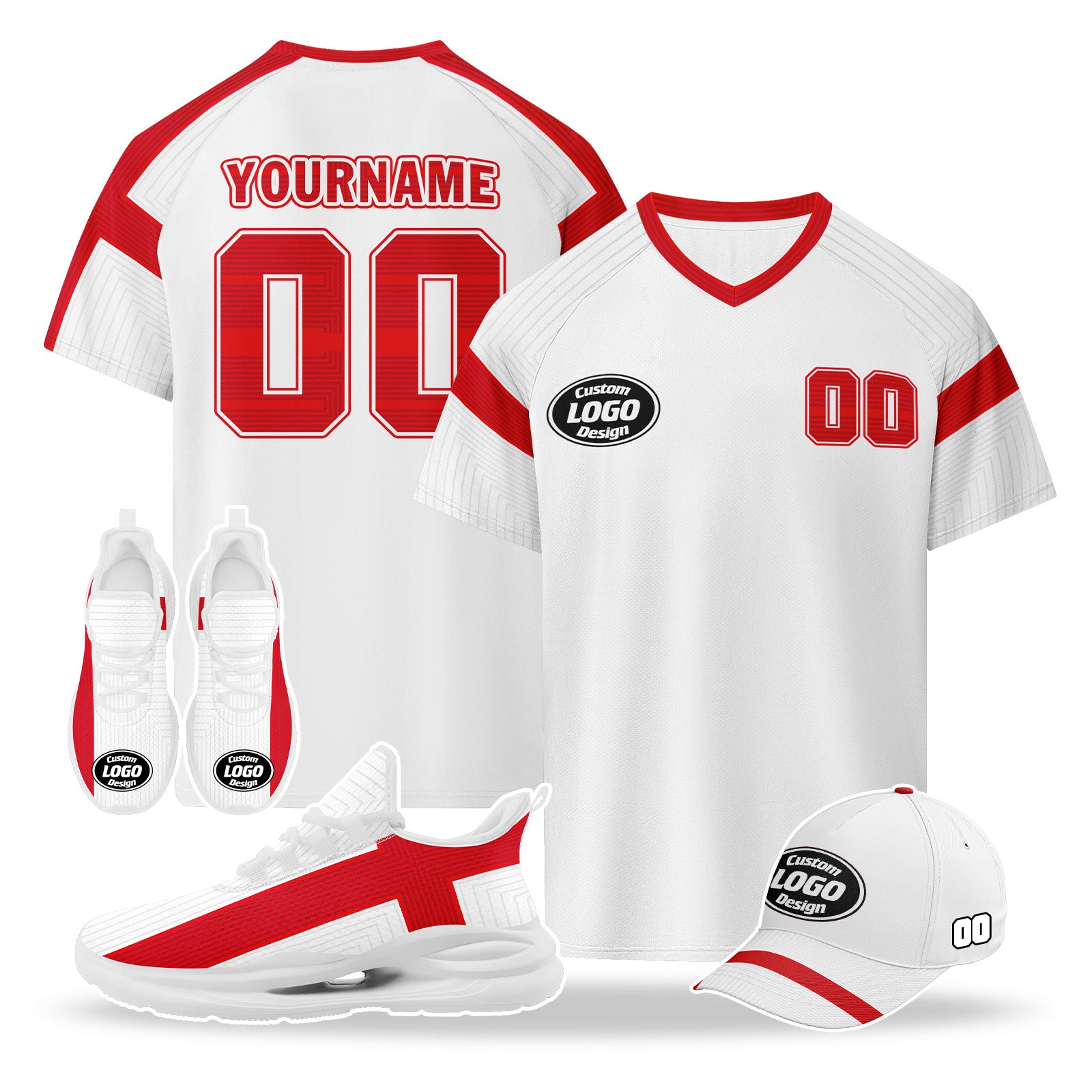Custom England 2026 World Cup High Quality Soccer Stadium Version Jersey Sneakers Sports Shoes and Hat Combo Offer Personalized Team Name and Logo ZH-F025133-1