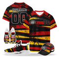 Custom Belgium 2026 World Cup High Quality Soccer Stadium Version Jersey Sneakers Sports Shoes and Hat Combo Offer Personalized Team Name and Logo ZH-F025134-1