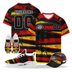 Custom Belgium 2026 World Cup High Quality Soccer Stadium Version Jersey Sneakers Sports Shoes and Hat Combo Offer Personalized Team Name and Logo ZH-F025134-1