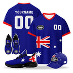 Custom Australia 2026 World Cup High Quality Soccer Stadium Version Jersey Sneakers Sports Shoes and Hat Combo Offer Personalized Team Name and Logo ZH-F025139-1