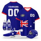 Custom Australia 2026 World Cup High Quality Soccer Stadium Version Jersey Sneakers Sports Shoes and Hat Combo Offer Personalized Team Name and Logo ZH-F025139-1