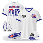Custom Australia 2026 World Cup High Quality Soccer Stadium Version Jersey Sneakers Sports Shoes and Hat Combo Offer Personalized Team Name and Logo ZH-F025139-2