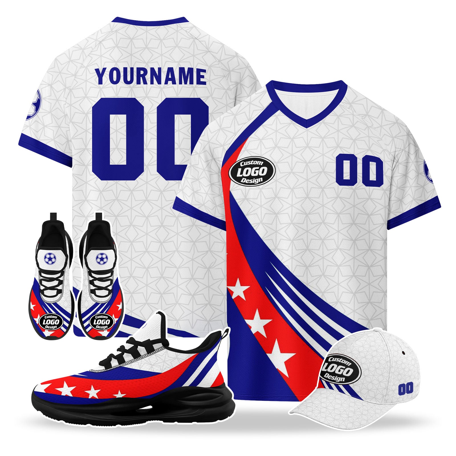 Custom Australia 2026 World Cup High Quality Soccer Stadium Version Jersey Sneakers Sports Shoes and Hat Combo Offer Personalized Team Name and Logo ZH-F025139-3