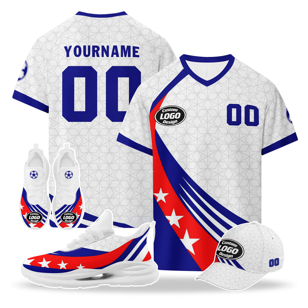 Custom Australia 2026 World Cup High Quality Soccer Stadium Version Jersey Sneakers Sports Shoes and Hat Combo Offer Personalized Team Name and Logo ZH-F025139-3