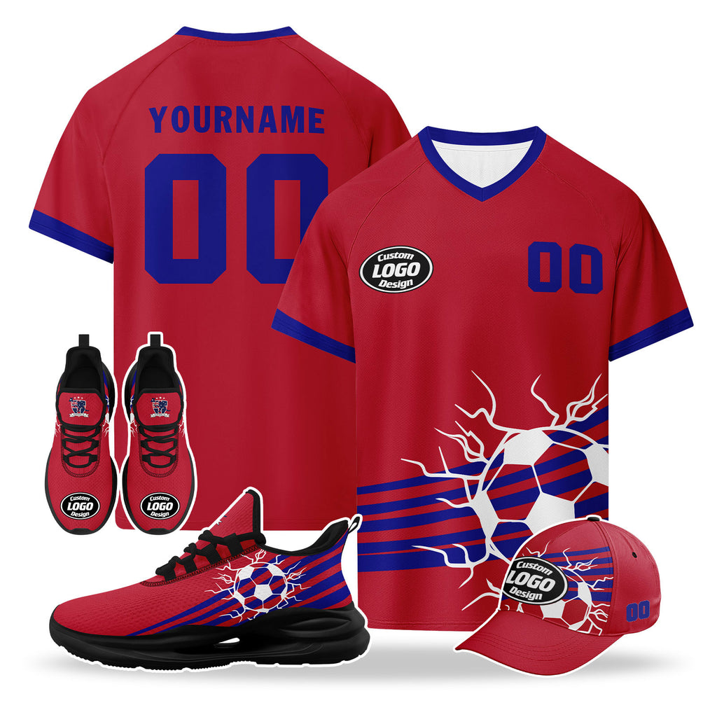 Custom Australia 2026 World Cup High Quality Soccer Stadium Version Jersey Sneakers Sports Shoes and Hat Combo Offer Personalized Team Name and Logo ZH-F025139-4