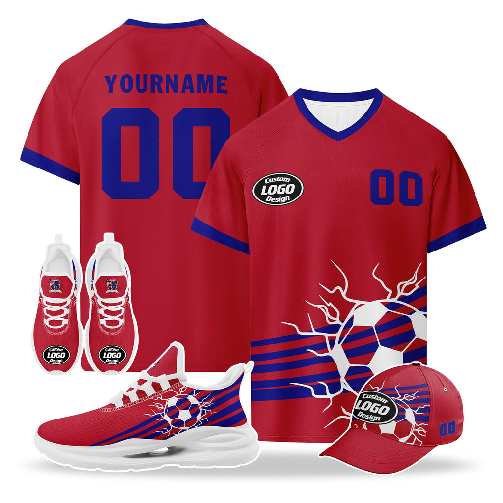Custom Australia 2026 World Cup High Quality Soccer Stadium Version Jersey Sneakers Sports Shoes and Hat Combo Offer Personalized Team Name and Logo ZH-F025139-4