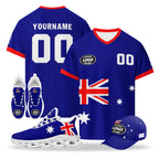 Custom Australia 2026 World Cup High Quality Soccer Stadium Version Jersey Sneakers Sports Shoes and Hat Combo Offer Personalized Team Name and Logo ZH-F025140-1