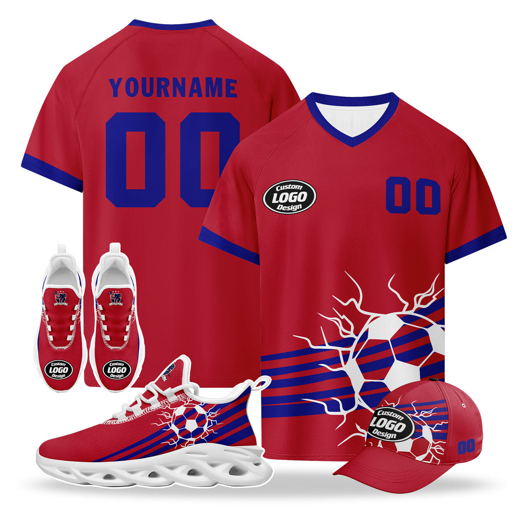 Custom Australia 2026 World Cup High Quality Soccer Stadium Version Jersey Sneakers Sports Shoes and Hat Combo Offer Personalized Team Name and Logo ZH-F025140-4
