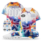 Custom Australia 2026 World Cup High Quality Soccer Stadium Version Jersey Sneakers Sports Shoes and Hat Combo Offer Personalized Team Name and Logo ZH-F025140-6