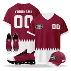 Custom Qatar 2026 World Cup High Quality Soccer Stadium Version Jersey Sneakers Sports Shoes and Hat Combo Offer Personalized Team Name and Logo ZH-F025144-1