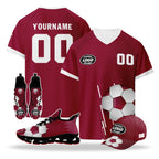 Custom Qatar 2026 World Cup High Quality Soccer Stadium Version Jersey Sneakers Sports Shoes and Hat Combo Offer Personalized Team Name and Logo ZH-F025144-3