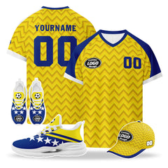 Custom Curaçao 2026 World Cup High Quality Soccer Stadium Version Jersey Sneakers Sports Shoes and Hat Combo Offer Personalized Team Name and Logo ZH-F025154-1