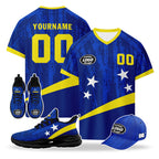 Custom Curaçao 2026 World Cup High Quality Soccer Stadium Version Jersey Sneakers Sports Shoes and Hat Combo Offer Personalized Team Name and Logo ZH-F025154-2