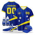 Custom Curaçao 2026 World Cup High Quality Soccer Stadium Version Jersey Sneakers Sports Shoes and Hat Combo Offer Personalized Team Name and Logo ZH-F025154-2