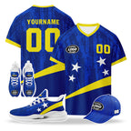 Custom Curaçao 2026 World Cup High Quality Soccer Stadium Version Jersey Sneakers Sports Shoes and Hat Combo Offer Personalized Team Name and Logo ZH-F025154-2