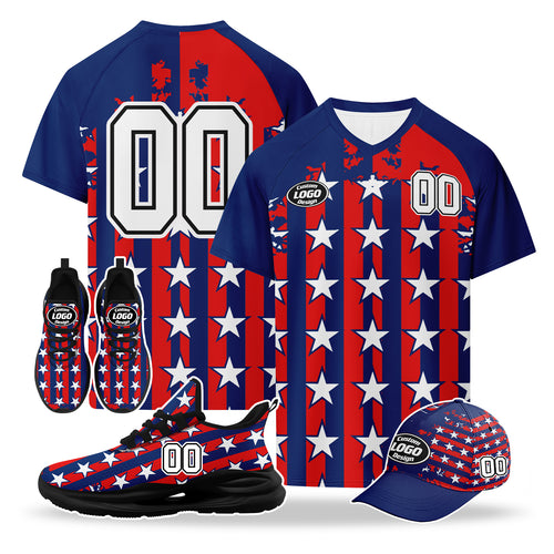 Custom 2026 World Cup United States High Quality Soccer Stadium Version Jersey Sneakers Sports Shoes and Hat Combo Offer Personalized Team Name and Logo ZH-F028064-10