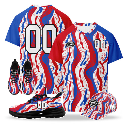 Custom 2026 World Cup United States High Quality Soccer Stadium Version Jersey Sneakers Sports Shoes and Hat Combo Offer Personalized Team Name and Logo ZH-F028064-1