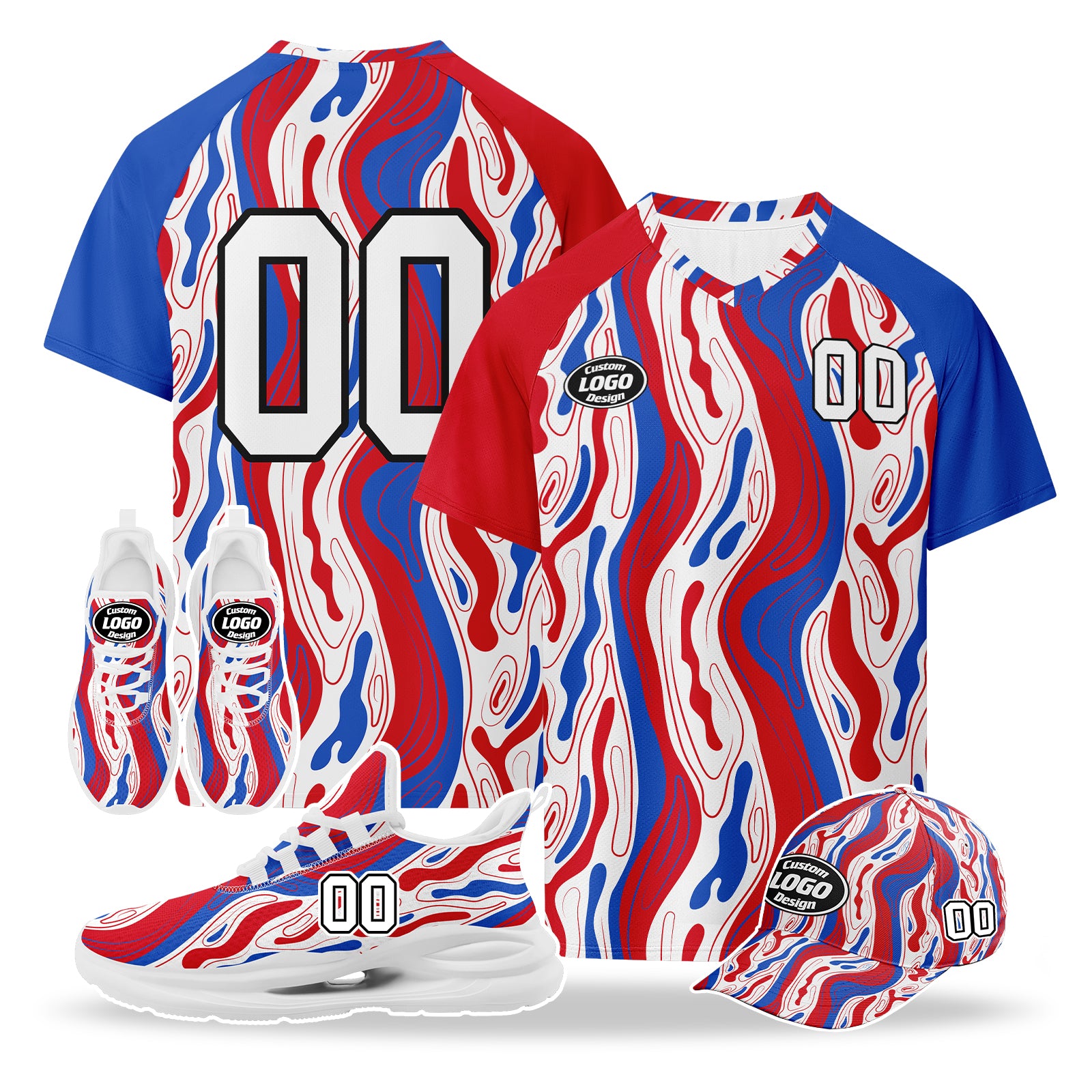 Custom 2026 World Cup United States High Quality Soccer Stadium Version Jersey Sneakers Sports Shoes and Hat Combo Offer Personalized Team Name and Logo ZH-F028064-1