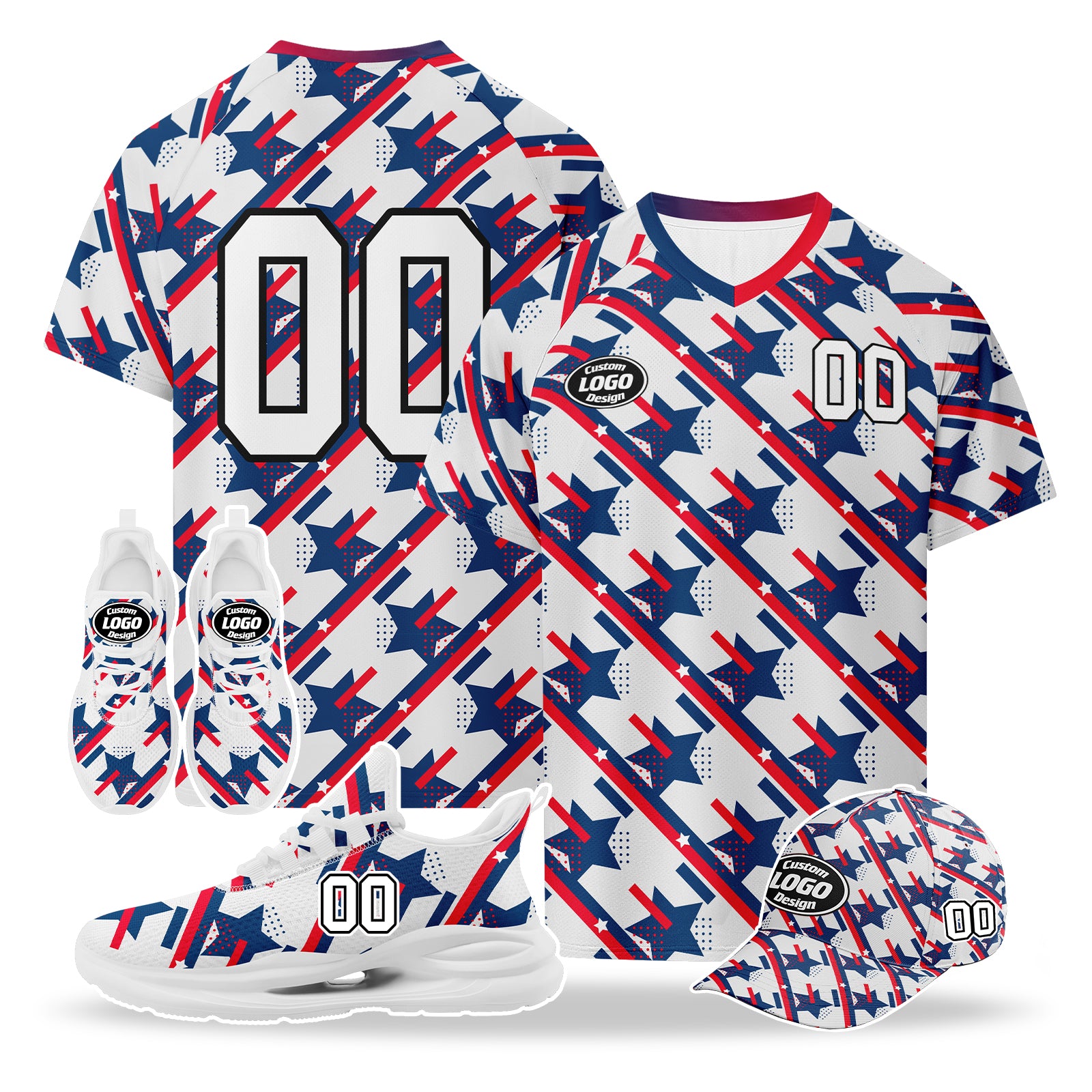 Custom 2026 World Cup United States High Quality Soccer Stadium Version Jersey Sneakers Sports Shoes and Hat Combo Offer Personalized Team Name and Logo ZH-F028064-2