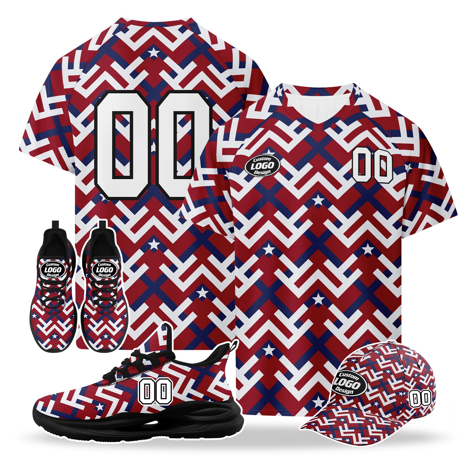 Custom 2026 World Cup United States High Quality Soccer Stadium Version Jersey Sneakers Sports Shoes and Hat Combo Offer Personalized Team Name and Logo ZH-F028064-3
