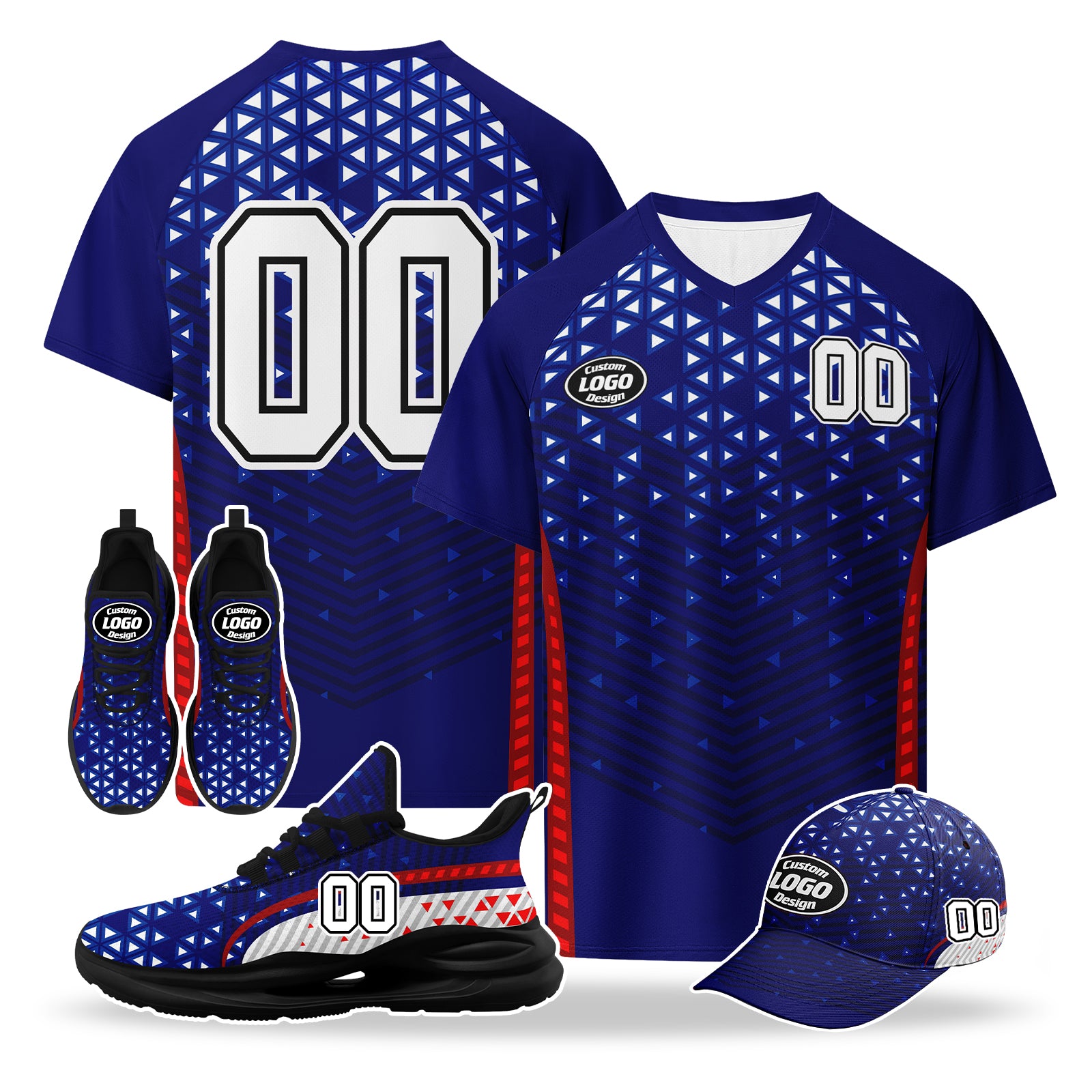 Custom 2026 World Cup United States High Quality Soccer Stadium Version Jersey Sneakers Sports Shoes and Hat Combo Offer Personalized Team Name and Logo ZH-F028064-6