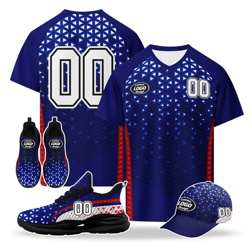 Custom 2026 World Cup United States High Quality Soccer Stadium Version Jersey Sneakers Sports Shoes and Hat Combo Offer Personalized Team Name and Logo ZH-F028064-6