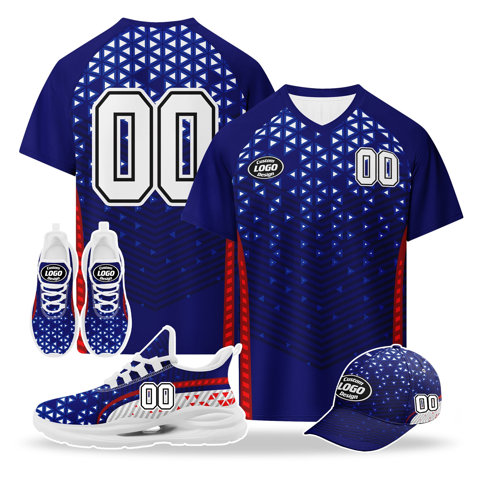 Custom 2026 World Cup United States High Quality Soccer Stadium Version Jersey Sneakers Sports Shoes and Hat Combo Offer Personalized Team Name and Logo ZH-F028064-6