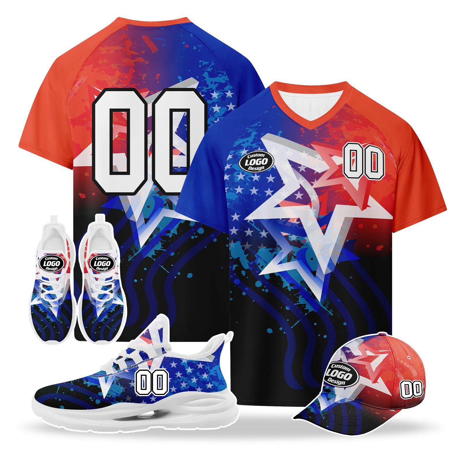 Custom 2026 World Cup United States High Quality Soccer Stadium Version Jersey Sneakers Sports Shoes and Hat Combo Offer Personalized Team Name and Logo ZH-F028064-7