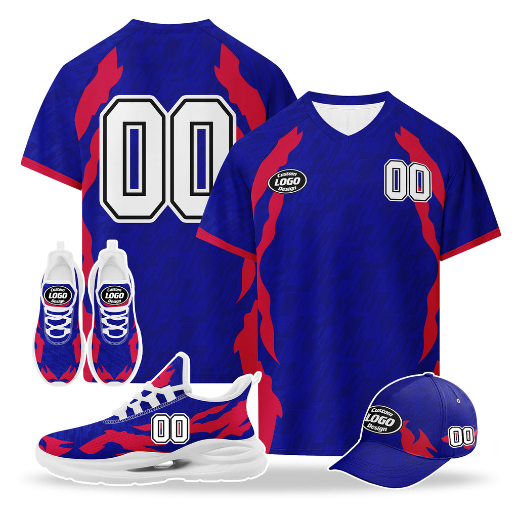 Custom 2026 World Cup United States High Quality Soccer Stadium Version Jersey Sneakers Sports Shoes and Hat Combo Offer Personalized Team Name and Logo ZH-F028064-8