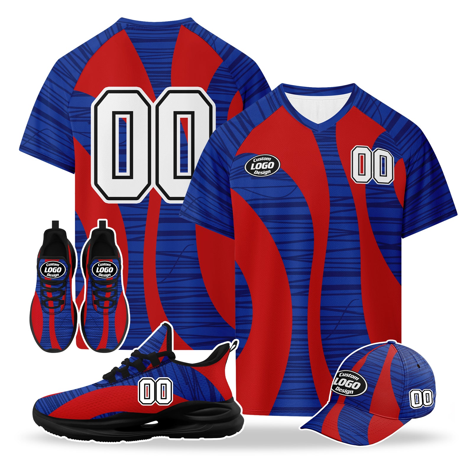 Custom 2026 World Cup United States High Quality Soccer Stadium Version Jersey Sneakers Sports Shoes and Hat Combo Offer Personalized Team Name and Logo ZH-F028064-9