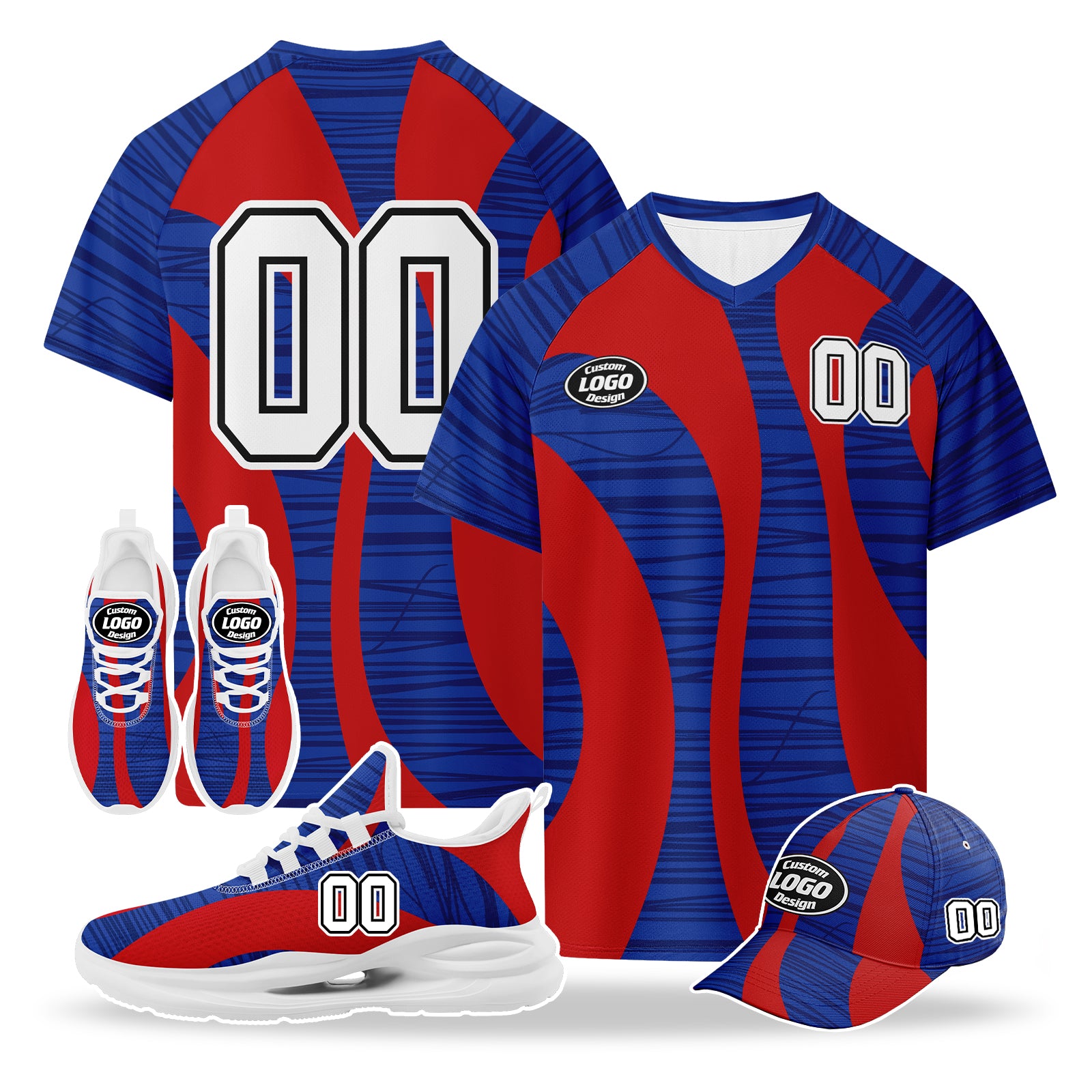 Custom 2026 World Cup United States High Quality Soccer Stadium Version Jersey Sneakers Sports Shoes and Hat Combo Offer Personalized Team Name and Logo ZH-F028064-9