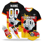 Custom Germany 2026 World Cup High Quality Soccer Stadium Version Jersey Sneakers Sports Shoes and Hat Combo Offer Personalized Team Name and Logo ZH-F028100-4