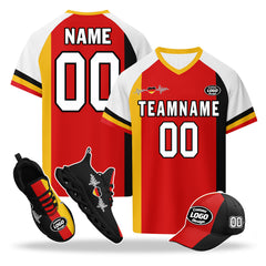 Custom Germany 2026 World Cup High Quality Soccer Stadium Version Jersey Sneakers Sports Shoes and Hat Combo Offer Personalized Team Name and Logo ZH-F028100-5