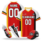 Custom Germany 2026 World Cup High Quality Soccer Stadium Version Jersey Sneakers Sports Shoes and Hat Combo Offer Personalized Team Name and Logo ZH-F028100-5