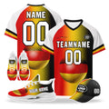 Custom Germany 2026 World Cup High Quality Soccer Stadium Version Jersey Sneakers Sports Shoes and Hat Combo Offer Personalized Team Name and Logo ZH-F028102-10