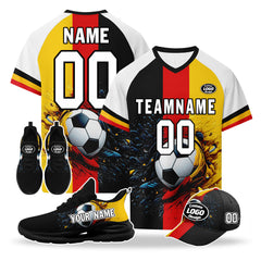 Custom Germany 2026 World Cup High Quality Soccer Stadium Version Jersey Sneakers Sports Shoes and Hat Combo Offer Personalized Team Name and Logo ZH-F028102-8